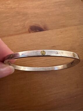 TAXCO Mexico Vintage Sterling Silver Hinged Love Bracelet w/ Screws